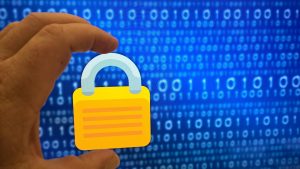 Privacy policy illustrated by a padlock.